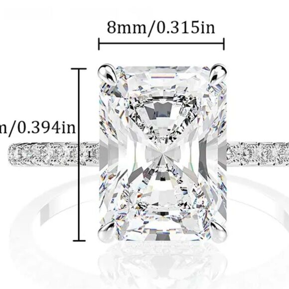 GRA Certified 5 Carat Ethical Moissanite Diamond Ring. 925 Silver. New. - Picture 5 of 10